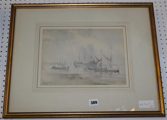 Philip Counard (1875-1958), watercolour, Vessel at anchor, signed                   (-)